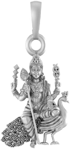 Sterling Silver (92.5% purity) God Kartikeya/Murugan/Ayyappa Pendant for Men & Women 925 Pure Silver Lord Locket - KartikeyaPendant-P, Standard, Sterling Silver, No Gemstone