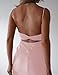 Satin Spaghetti Strap Backless Ruched Twist Cocktail Dresses for Women Silk Open Back Cut Out Midi Dress Wedding Guest Pink