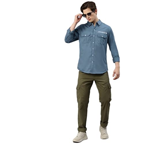 Image of Hubberholme Men's Cotton Regular Fit Casual Shirt with Double Pocket