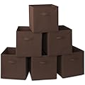 Casafield Set of 6 Collapsible Fabric Cube Storage Bins, Brown - 13" Foldable Cloth Baskets for Shelves, Cubby Organizers & More