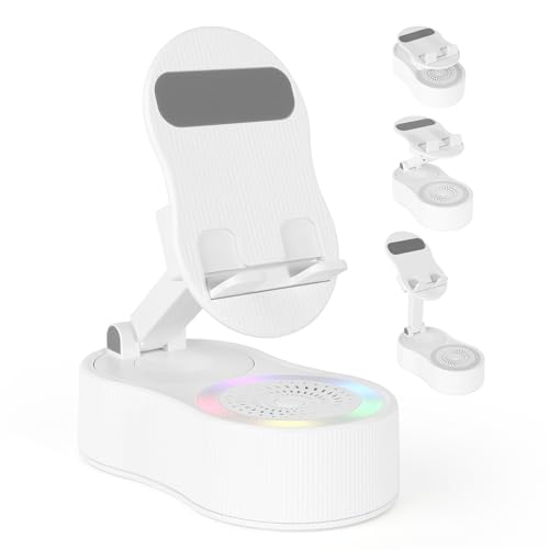 Soporte para teléfono celular con altavoz Bluetooth inalámbrico, altavoz de inducción con soporte ajustable para teléfono, inducción inalámbrica con carga, compatible con tablet Android, iPad, Samsung