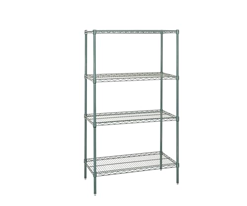 QUANTUM STORAGE SYSTEMS WR54-1842P Kit de iniciación de estantes de alambre epoxi verde, 4 estantes, 137 cm de alto x 106.7 cm de ancho x 45.7 cm de profundidad