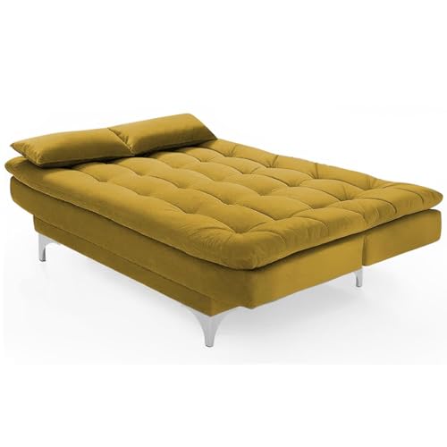 Image of Krancy 3-Seater Sofa Cum Bed for Living Room, Office & Home | Premium Fabric Sleeper Sofa Set with 1 Year Warranty | Comfortable Sofa for Guests, Lounge & Small Spaces | Yellow