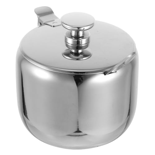 Cabilock Azucarero Redondo De Acero Inoxidable Con Tapa Hermética Y Cuchara Para Condimentos Cocina Hogar