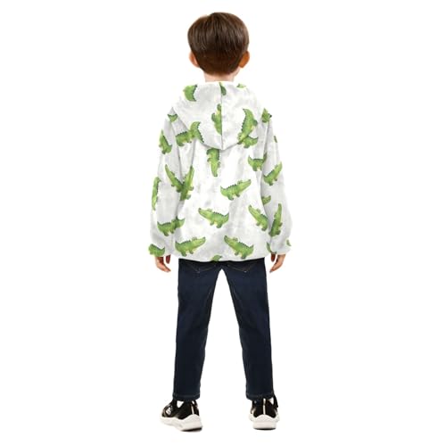 CHIFIGNO Green Crocodiles White Toddler Winter Coat, Boys Hooded Jacket Soft for Fall Winter Spring 3T4