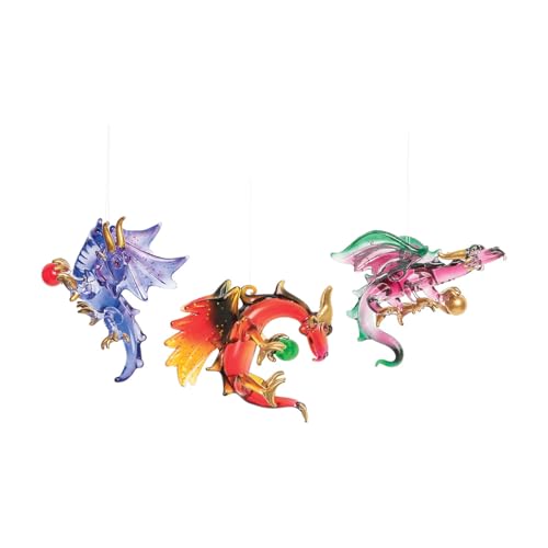 C&F Home Wicked Dragon Rosy Red 4 inch Glass Christmas Hanging Ornaments (Assorted Style) (Ship Randomly)