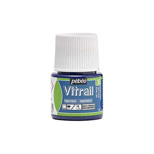 Pebeo Vitrail Vidriera (Cristal, Efecto Pintura para Telas claras (45 ml), Color Azul Cielo, Color Azul Cielo