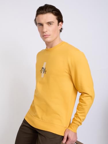 Image of Park Avenue Men Full Sleeve Slim Fit Print Pattern Cotton Polyester Blend Regular Neck Regular Neck Casual Sweatshirt