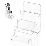 Cabilock Purse Stands for Display, 4-Tier Acrylic Clear Display Risers 7.8" Purse Perfume Organizer Stand Holder, Acrylic Wallet Handbag Organizer for Dessert Cupcake Jewelry Figure