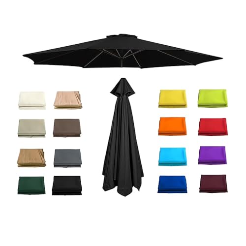 GFYHTN 200cm 270cm 300cm Toldo De Repuesto para Sombrilla 6 Varillas 8 Varillas Tela De Paraguas Cubierta de Repuesto para Sombrilla Exteriores(Black,250cm/8.2ft-8ribs)