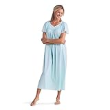 Miss Elaine Women's Plus-Size Tricot Long Flutter Sleeve Gown (3X, Sea Foam)