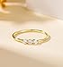 TIGRADE 1.5mm Eternity Ring 14k Gold Plated Three Cubic Zirconia Minimalist Engagement Ring Petite Round CZ Stacking Promise Ring for Women Size 4-11, Gold, Size 6
