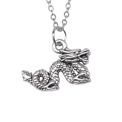 Colliers dragons antiques couleur argent 21x15mm pendentif court ras-du-cou