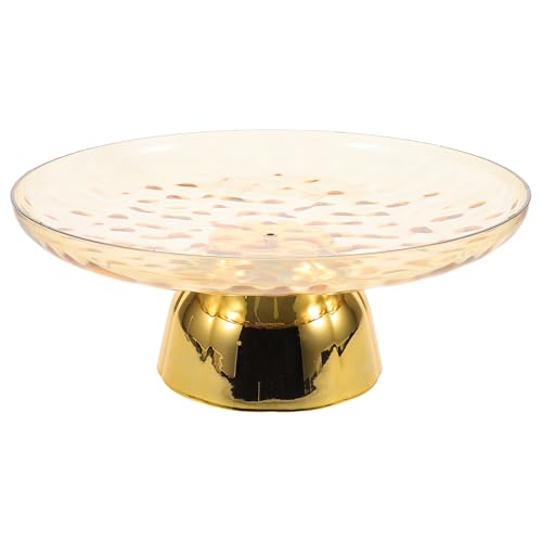 BESPORTBLE Présentoir à Gâteau sur Pied Transparent Doré en Pet, Plat de Service Rond Multifonction pour Fruits, Desserts et Snacks, Grosse Capacité pour...