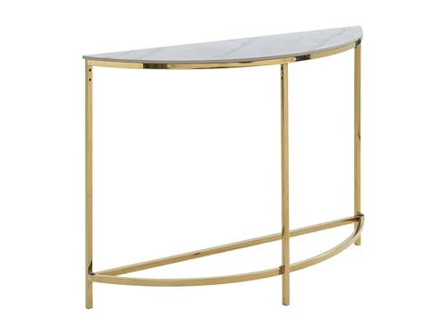 Vente unique   Mesa Consola Cylian   L 120cm x A 36cm x H 79cm   cerámica   Blanco, Dorado