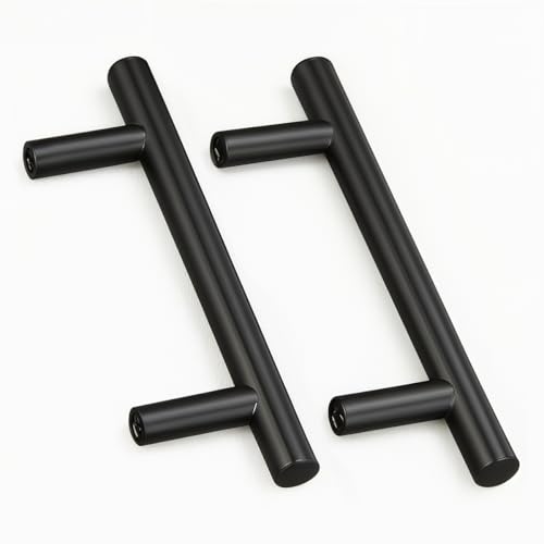 Drenky 2 Unités En Noir acier inoxydable Boutons De Porte Tirer La Poignée De Meubles avec Vis pour Tiroir Meuble Cuisine Cuisine Home Decorating, Trou à Trou Centre Distance 96 mm