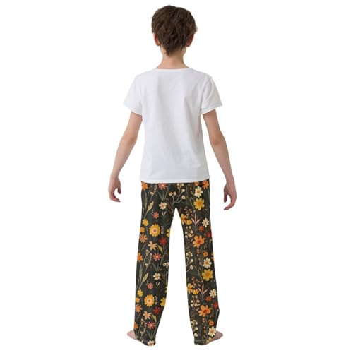 Boys' Pants Colorful Bohemian Wildflower Pastel Long Bottoms Jogger Pants Elastic Waist Trousers with Pockets S-XL3