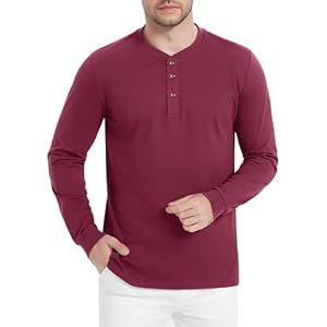 Henley Shirt Herren Langarm Tshirt Baumwolle Basic Langarm Shirts für Herren Pullover mit Knopfleiste