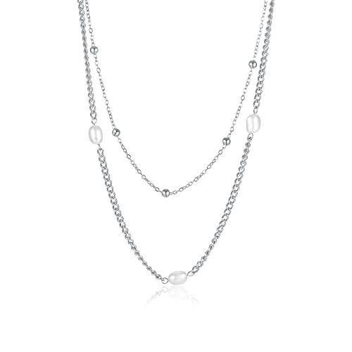 Collier ras du cou en couches argenté pour femme avec chaîne superposée et pendentif délicat