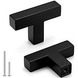 Goldenwarm 10 Pack Black Cabinet Knobs Matte Square Dresser Knobs for cabinets Modern T Bar Black Hardware for Kitchen Bathroom Drawer Pulls