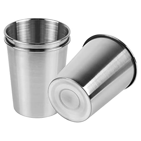 Teqooza 3 Pack 8 Ounce 230ml Stainless Steel Cups Shatterproof Pint Drinking Cups Metal Drinking Glasses for Kids and Adults, Pack of 3 Cover