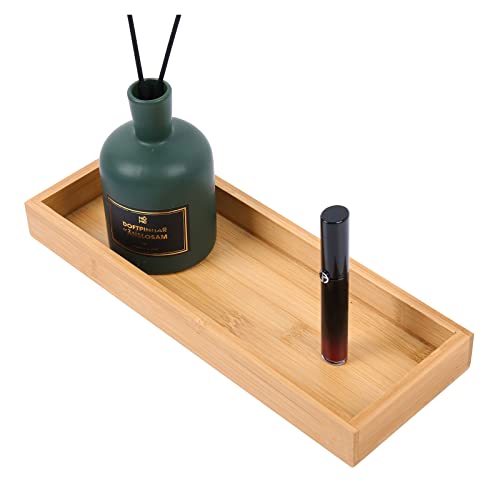 Natural Bamboo Vanity Tray Sink Tray Smooth and Thick Wooden Tray for Toilet Tank and Bathroom Counter Top Kitchen Decor Wood Holder and SPA Home 11.5x4.4x1.2 inches