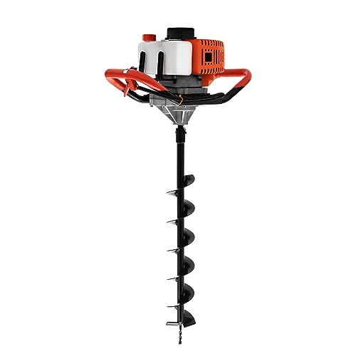Purptarol Post Hole Digger, 52CC 2 Stroke 1460W Earth Auger Hole Digger Gas Powered Earth Digger, Electric Auger Digging Tools Auger with 3 Drill Bits and 1 Extension Bar for Farmland, Garden