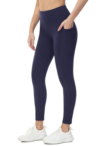 baleaf Fleece Lined Leggings Women Water Resistant 25' Petite Winter Warm Legging Thermal Running Tights Yoga Hiking Pants Navy S