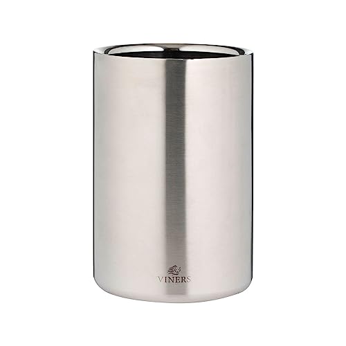 Viners Double Wall Wine Cooler 1.3 L | Stainless Steel with Brushed Silver Effect | Mirror Interior | Bottle Chiller