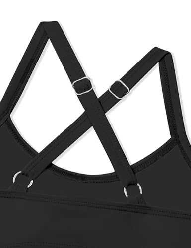 Image of Girl Swimsuit One Piece Cutout Ruched Bathing Suit for Girls Color Block Adjustable Straps Pad Swimwear 9-18y