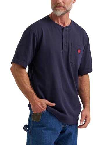 Wrangler Riggs Workwear Mens Short Sleeve Henley Tee Navy X-Large