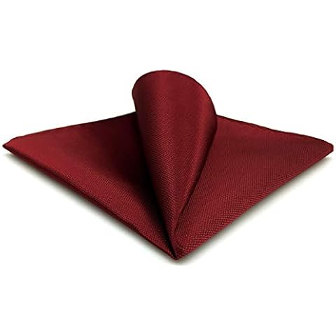 Shlax&Wing Solid Red Pocket Square For Men Wedding Classic Jacquard Woven Hanky Cover