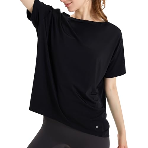 IRCOLVE ヨガウェア トップス tシャツ レディース 接触涼感 ホットヨガ ウェア ピラティス ウェア ヨガ トップス 半袖tシャツ UVカット ランニングウェア ゆったりとした半袖 ロングtシャツ トレーニングウェア フィットネスウェア ジムウェア