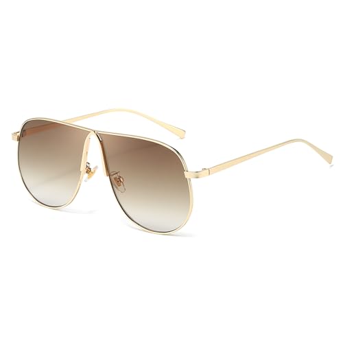 SODQW Oversized Aviator Sunglasses for Women Trendy Fashion Gold Metal 2026 Sun Glasses for Driving with UV Protection