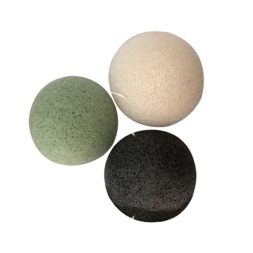 OSOLADY 3Pcs Activated Charcoal Facial Sponges for Gentle Exfoliation and Deep Cleaning Porous Wash Sponges Black for Men and Womens Daily Skincare