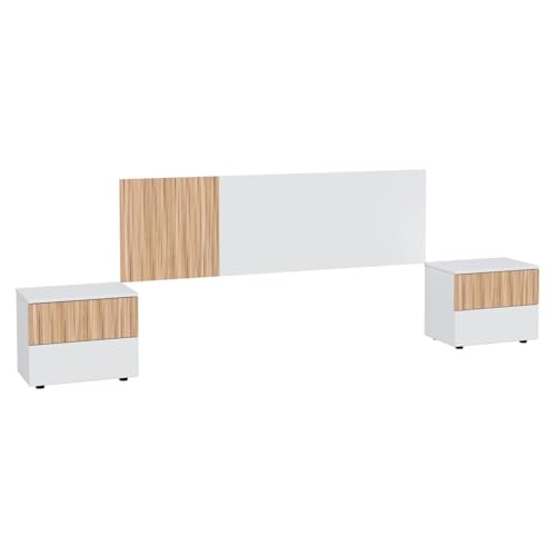 Set Camera Da Letto Completo: Testiera moderna con 2 comodini coordinati, ideale per letti matrimoniali fino a 160 cm, inclusi letti contenitore