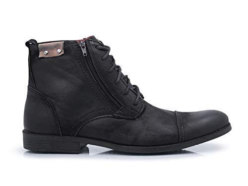 Sapato Social Com Zíper Bergally Em Couro Amarelo Masculino (40, Preto)