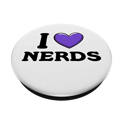 I Love Nerds Funny Geeky Nerd PopSockets Swappable PopGrip, Black - Image 2
