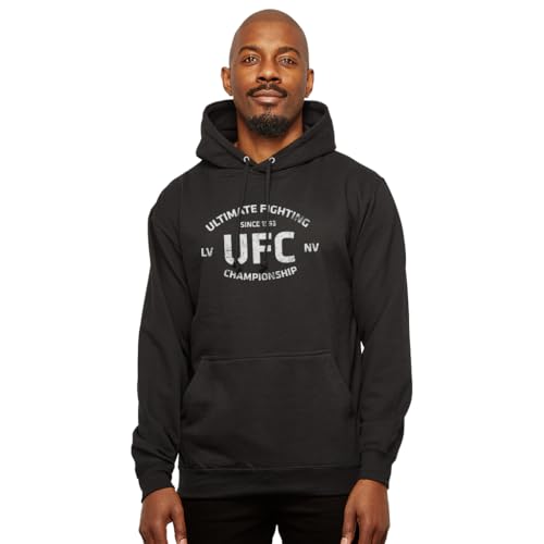 All+Every UFC Distressed White Text Logo Men's Hooded Sweatshirt