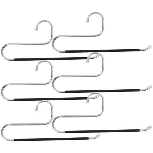 SUPVOX 6 Perchas para Pantalones de Acero Inoxidable Negras, Ahorradoras de Espacio, Diseño Abierto Antideslizante para Armario, Organizador Multifuncional para Pantalones, Bufandas
