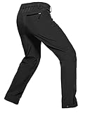 Gouxry Herren-Wanderhose Schneehose Wasserdicht Softshellhose Outdoorhose Thermohose Winter Skihose Warm Gefüttert Trekkinghose Snowboardhose (XXXL, Schwarz)