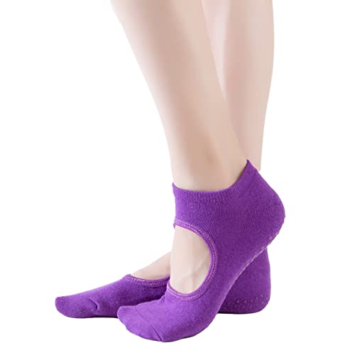 Image of Yoga Pilates Toe Socks Toeless Socks with Grips for Women Non Slip Cushioned Low Cut Ankle Socks for Dance