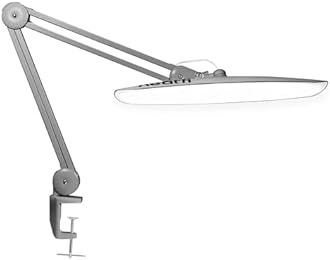 Neatfi XL Nail Desk Lamp with Clamp, 2200 Lumens, 20-Inch Wide Head, Dimmable 4 Levels, 6500K, LED Task Light for Manicure Table, Crafts, Workbench, Office (Non-CCT, Silver)