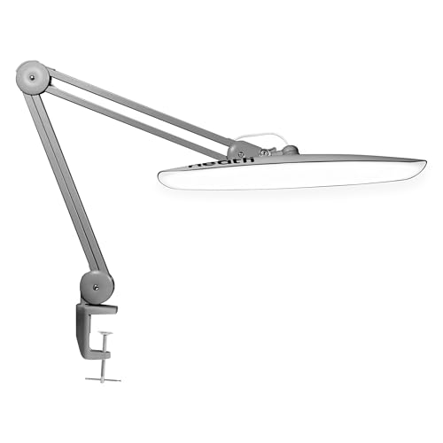 Neatfi XL Nail Desk Lamp with Clamp, 2200 Lumens, 20-Inch Wide Head, Dimmable 4 Levels, 6500K, LED Task Light for Manicure Table, Crafts, Workbench, Office (Non-CCT, Silver)
