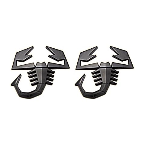 2 PCS 3D Scorpion Emblem Badge Car Side/Rear/Front Decorations Metal Sticker Decals Logo (Black) Cover