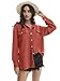 Yanekop Shackets for Women 2025 Waffle Knit Tops Long Sleeve Button Down Shirt Fall Jackets Outfits Corduroy Jacket(Brick Red,M)