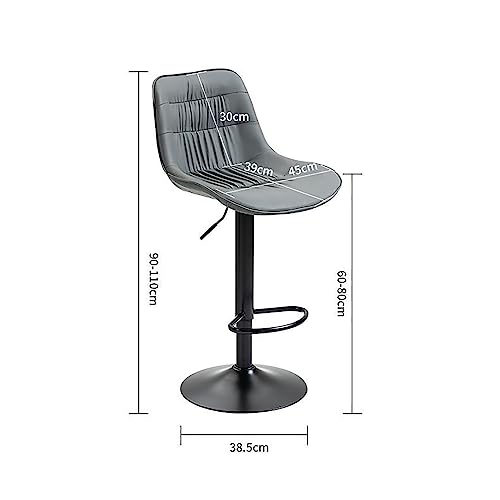 Tabourets de bar réglables avec dossier rembourré en cuir PU noir - 4