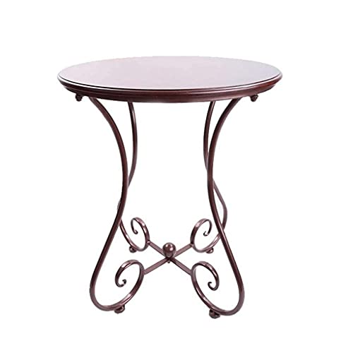 LIUZH Mesa de centro redonda de madera de nogal de mediados de siglo, patas de horquilla de metal, mesa de cóctel simplista