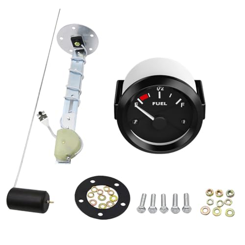 GAOLAOSY 2 52mm Car Fuel Sender Unit 12V 240-33ohm Fuels Level Sensor & E-1/2-F Pointer Fuel Gauge with LED Backlight Universal Automotive Fuels Tank Meter for Car/Truck/RV/Motorcycle/Boat