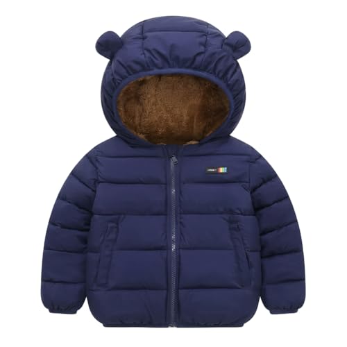 Générique Veste doudoune à Capuche Manteaux Doublure Polaire Parka Blouson pour enfant, bleu, 4 ans